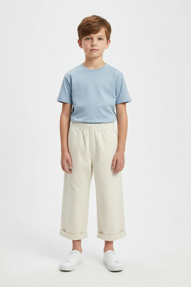 Pantalon Beige Ample Coton Décontracté Enfant - Molleton