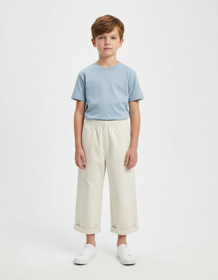Pantalon Beige Ample Coton Décontracté Enfant - Molleton