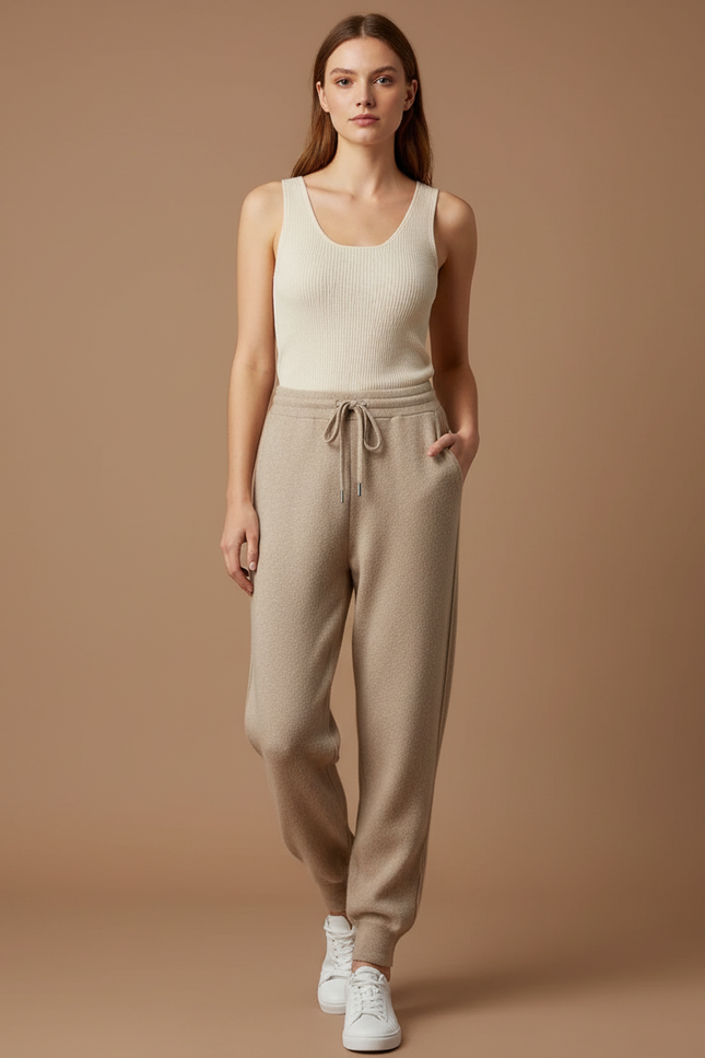 Pantalon En Maille Beige