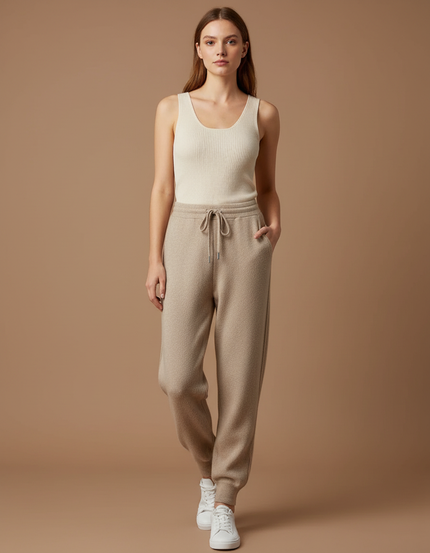 Pantalon En Maille Beige