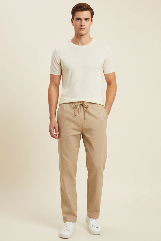 Pantalon Beige En Lin