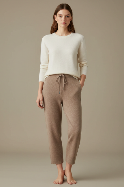 Pantalon Maille Beige