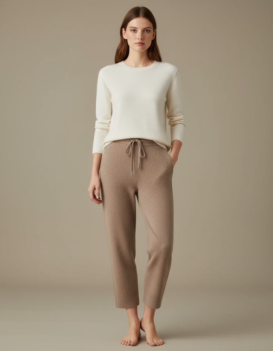 Pantalon Maille Beige