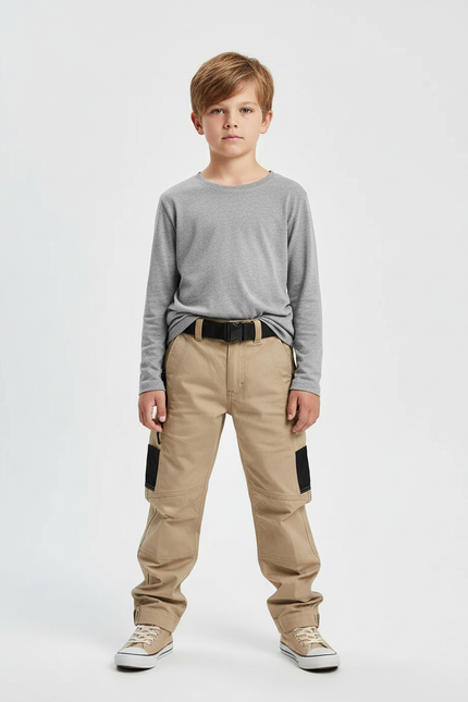 Pantalon Beige Cargo Robuste Décontracté Enfant - Toile