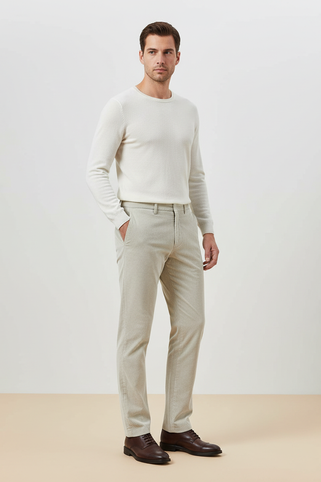 Pantalon Beige Cotelé - Cordé