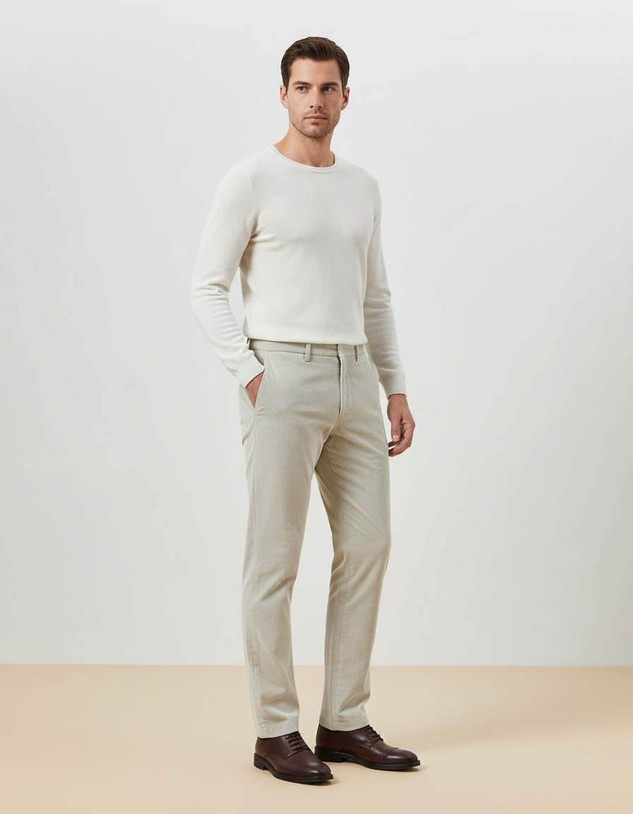 Pantalon Beige Cotelé - Cordé