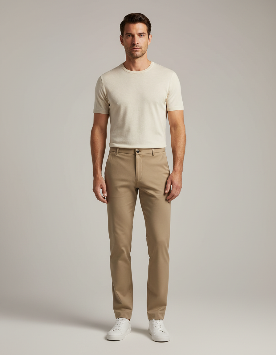 Pantalon Beige Homme Chino - Gabardine