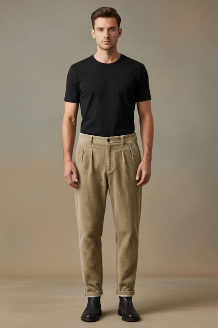 Pantalon Velours Cotelé Homme Beige - Cordé