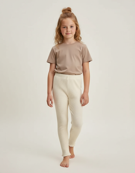Pantalon Beige Côtelé Extensible Enfant Confortable - Maille