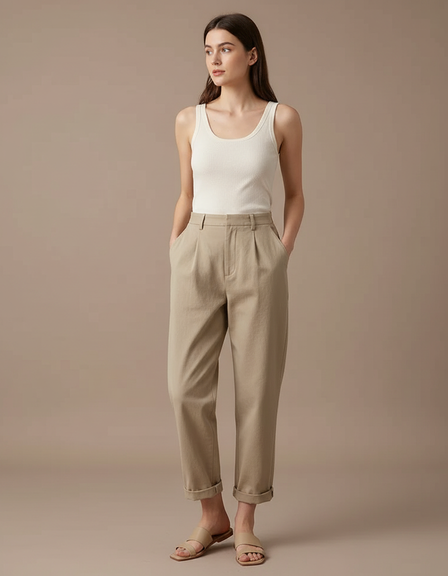 Pantalon Beige Femme Petite - Gabardine