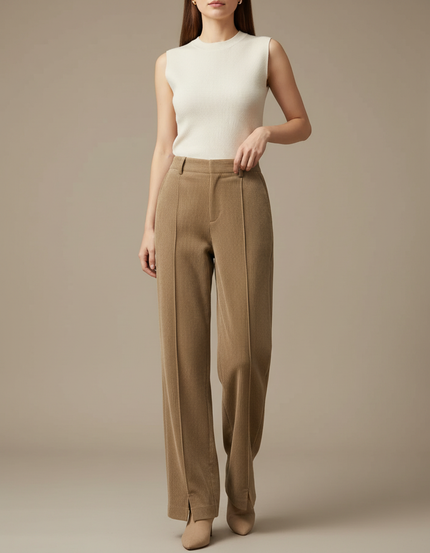 Pantalon Fendu Beige - Cordé