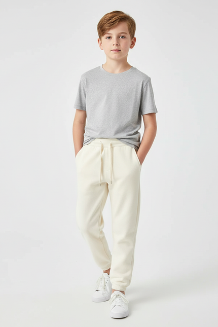 Pantalon Beige Molletonné Épais Confortable Enfant
