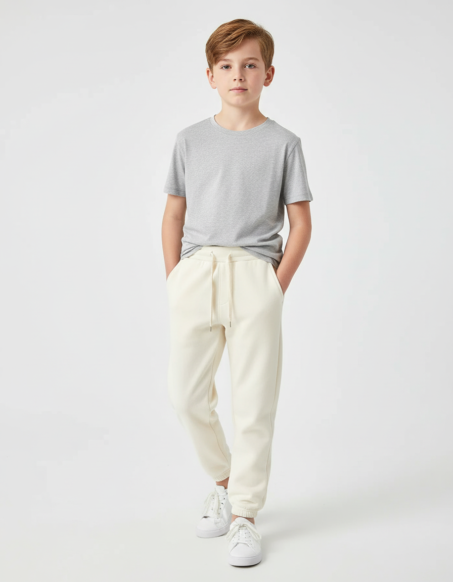Pantalon Beige Molletonné Épais Confortable Enfant