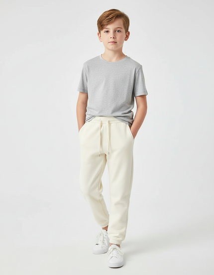 Pantalon Beige Molletonné Épais Confortable Enfant