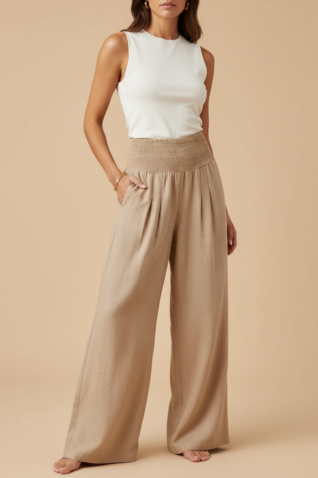 Pantalon Lin Beige Large