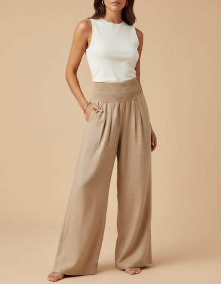 Pantalon Lin Beige Large