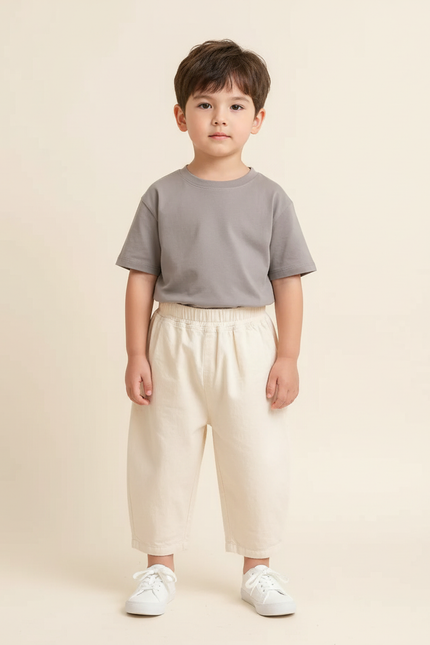 Pantalon Beige Ample Coton Enfant Décontracté