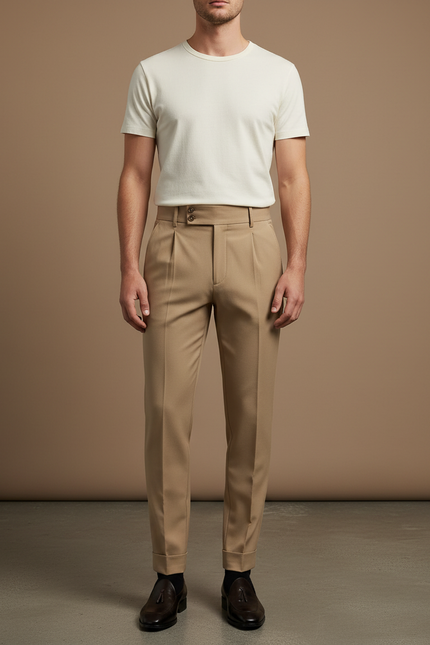 Pantalon Mariage Homme Beige - Gabardine