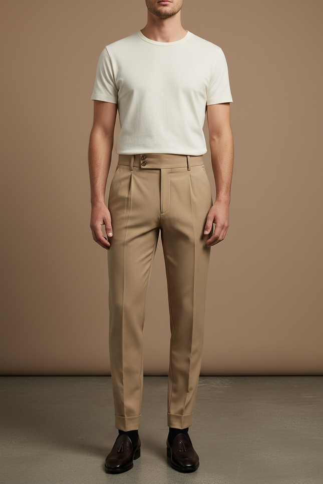 Pantalon Mariage Homme Beige - Gabardine