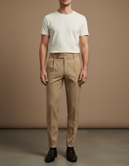 Pantalon Mariage Homme Beige - Gabardine