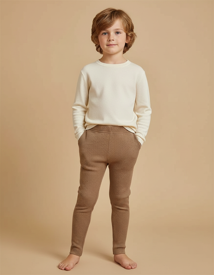 Pantalon Beige Et Marron - Maille