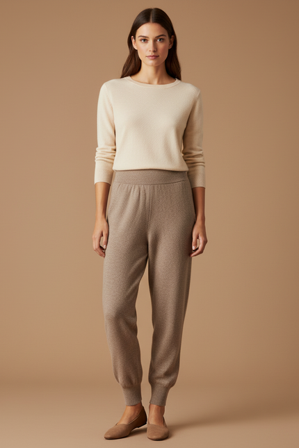 Pantalon Laine Femme Beige