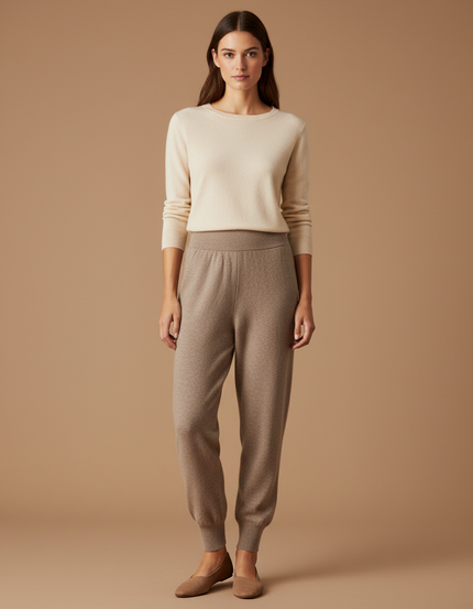 Pantalon Laine Femme Beige