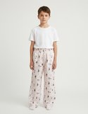 Pantalon Beige Ample Imprimé Dessins Animés Confortable - Lin