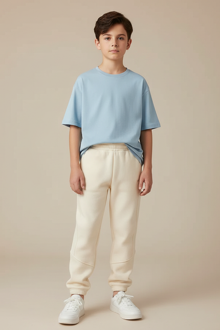 Pantalon Beige Molletonné Ample Confortable Enfant