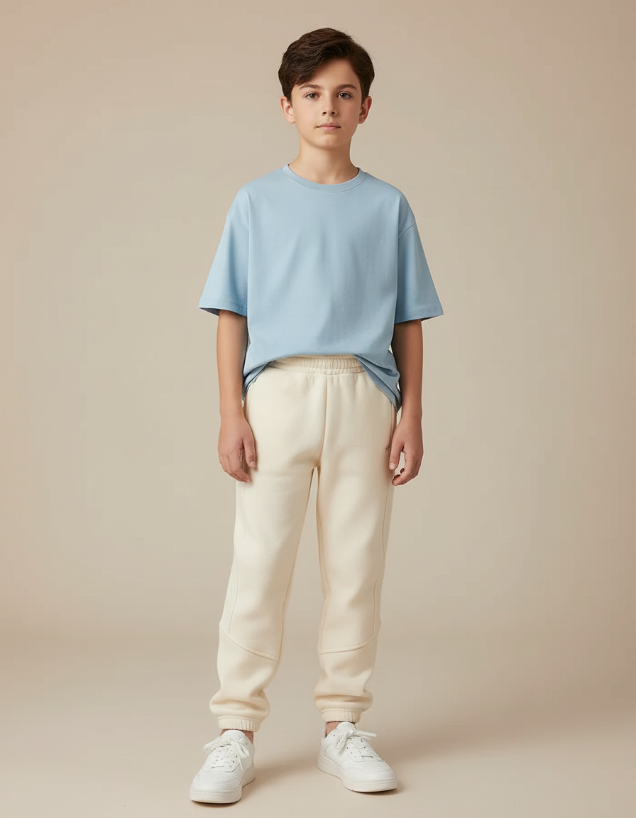 Pantalon Beige Molletonné Ample Confortable Enfant