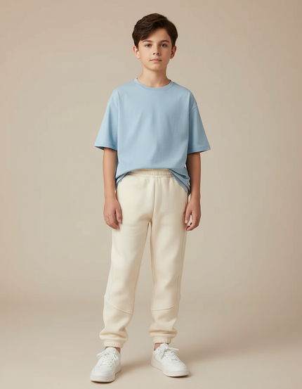 Pantalon Beige Molletonné Ample Confortable Enfant