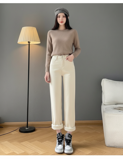 Pantalon Mom Beige - Molleton