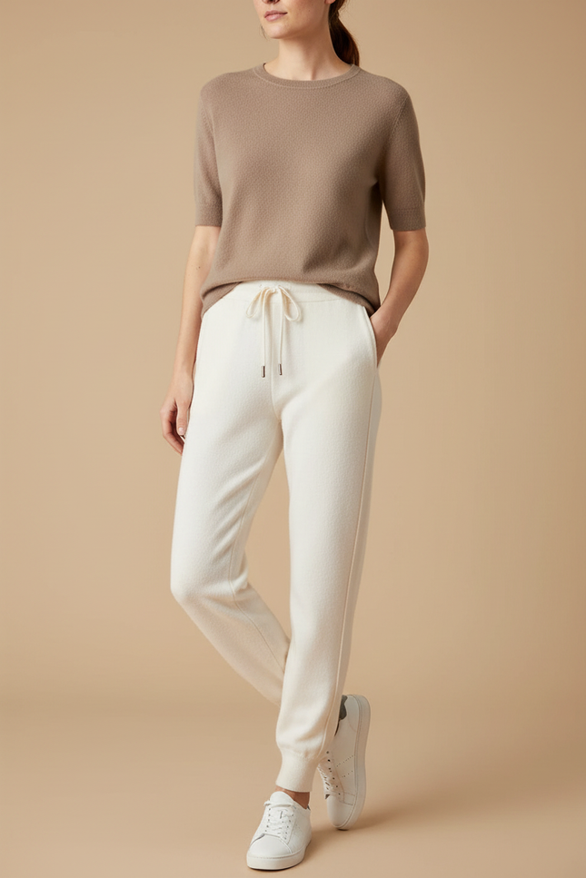 Pantalon Beige Cachemire Chaud Confortable Décontracté - Molleton