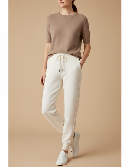 Pantalon Beige Cachemire Chaud Confortable Décontracté - Molleton