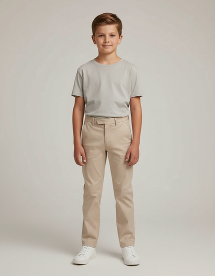 Pantalon Beige Enfant Chino Coton Décontracté Droit