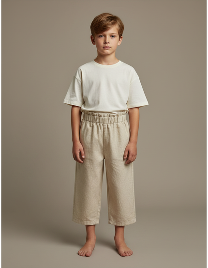 Pantalon Beige Ample Coton Fluide Enfant Confortable