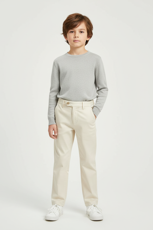Pantalon Beige Classique Droit Coton Garçon