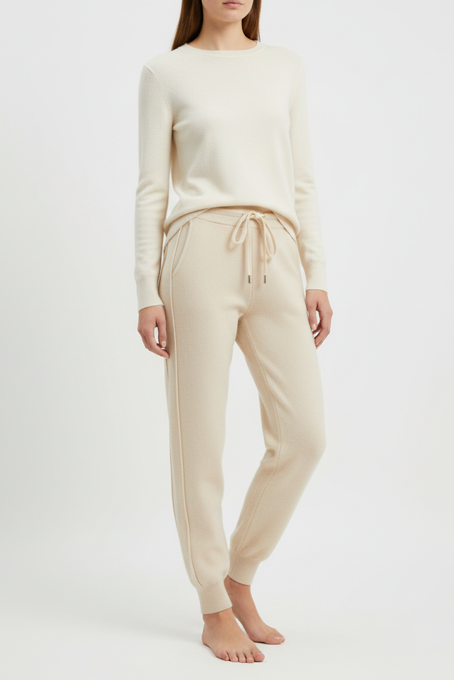 Pantalon Slim Femme Beige - Laine