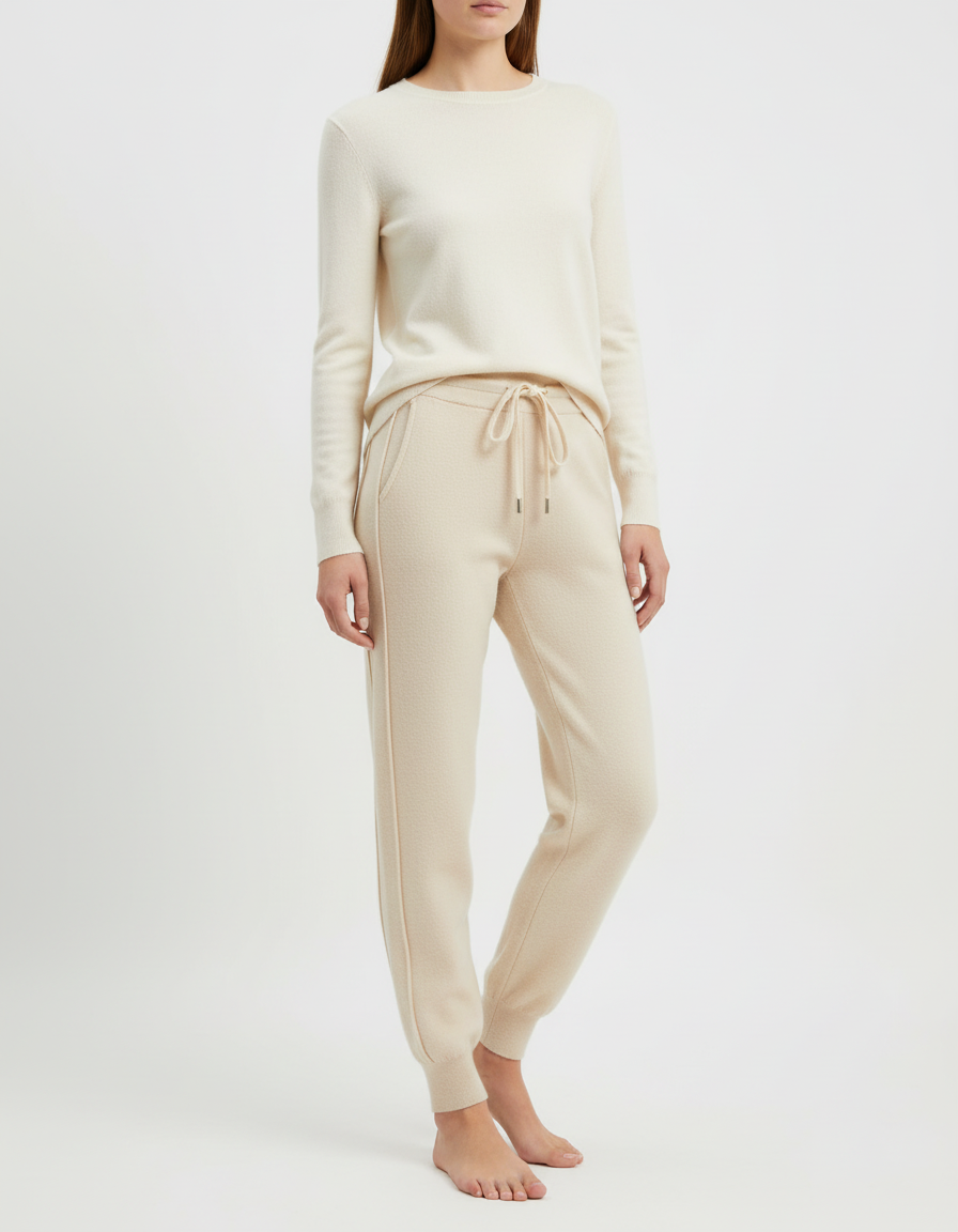 Pantalon Slim Femme Beige - Laine