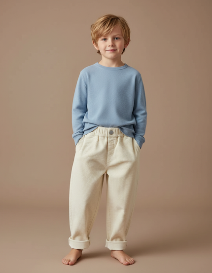 Pantalon Beige Corduroy Ample Décontracté Enfant - Cordé