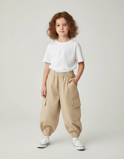 Pantalon Beige Femme Coton