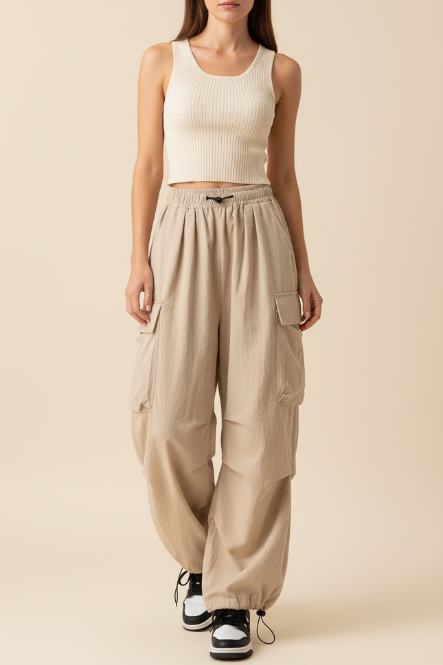 Pantalon Femme Cargo Beige - Toile