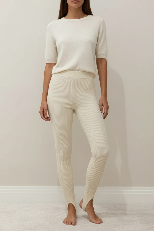 Pantalon Fuseau Beige - Maille