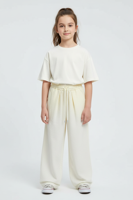Pantalon Beige Ample Fluide Enfant Coton - Molleton