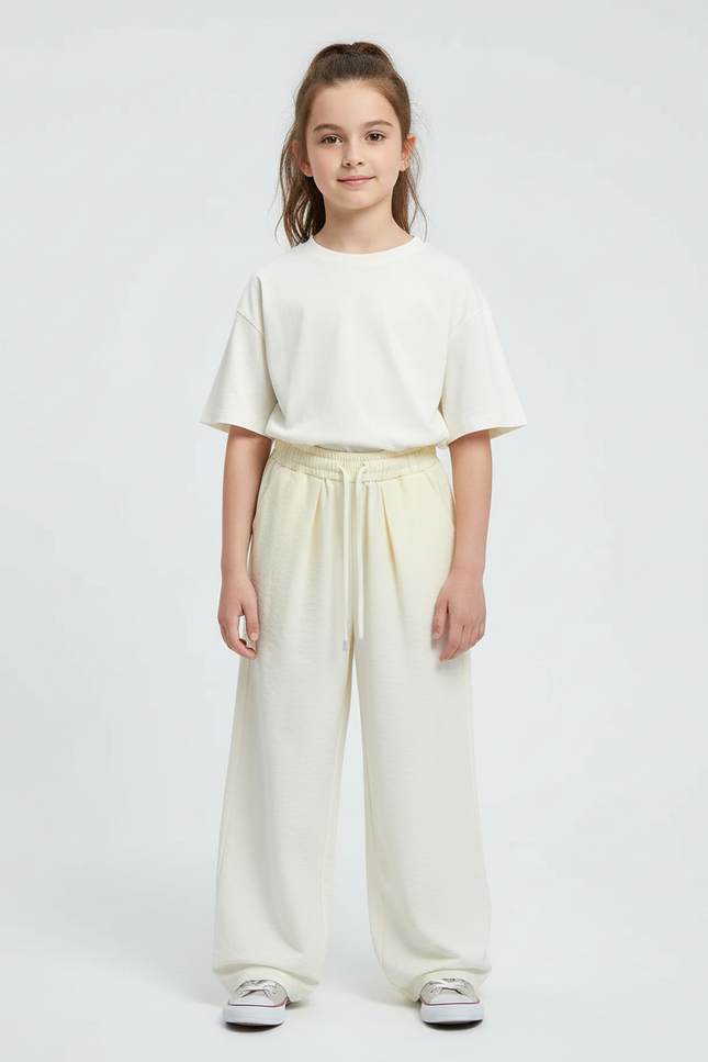 Pantalon Beige Ample Fluide Enfant Coton - Molleton