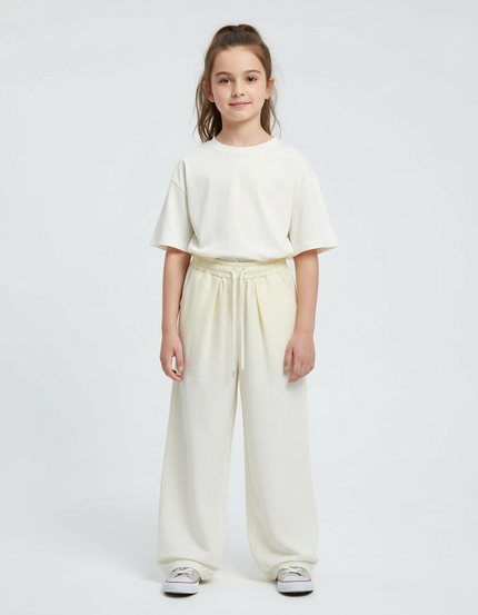 Pantalon Beige Ample Fluide Enfant Coton - Molleton