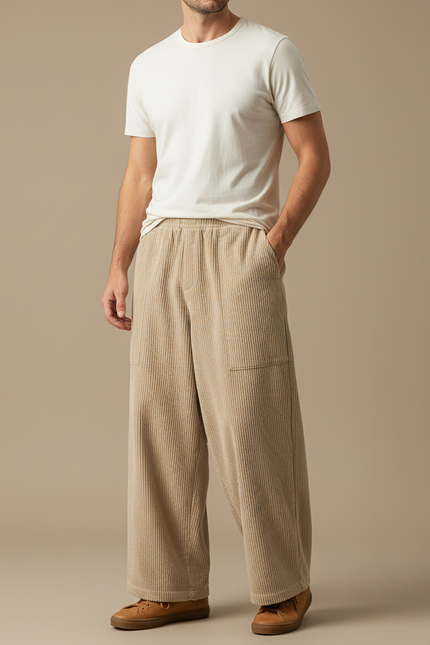 Pantalon Cotelé Beige - Cordé