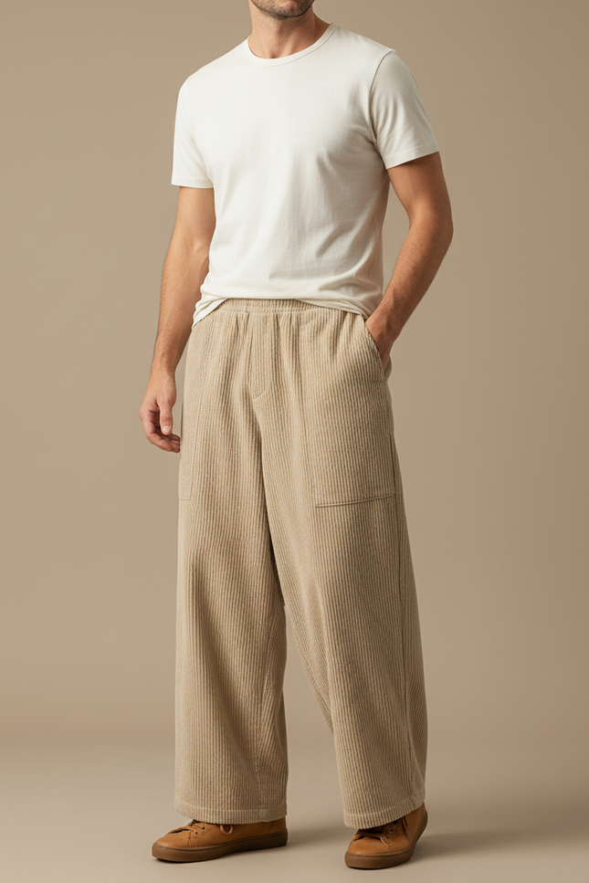 Pantalon Cotelé Beige - Cordé