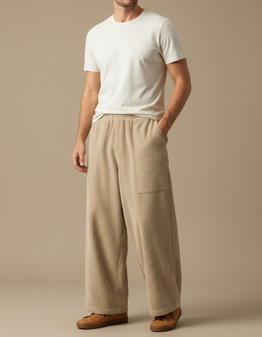 Pantalon Cotelé Beige - Cordé