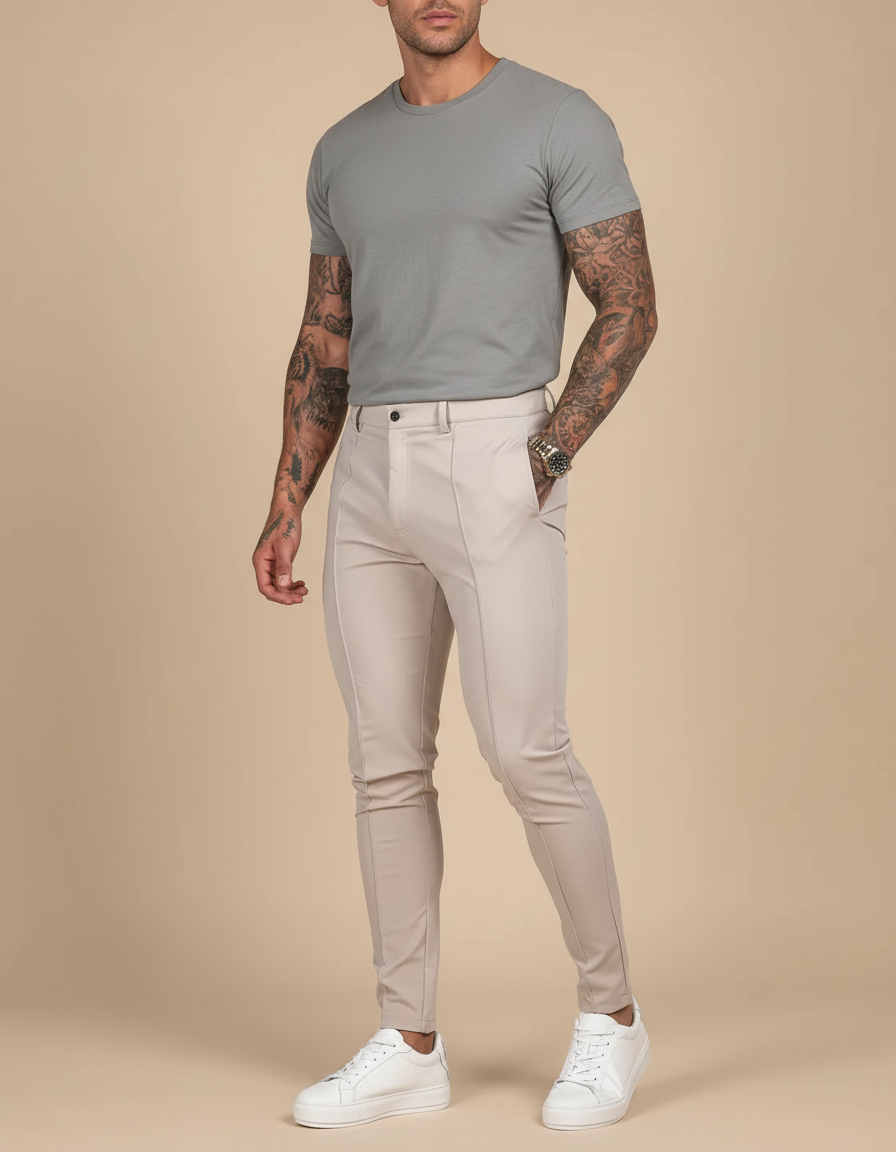 Pantalon Beige Skinny Homme - Gabardine